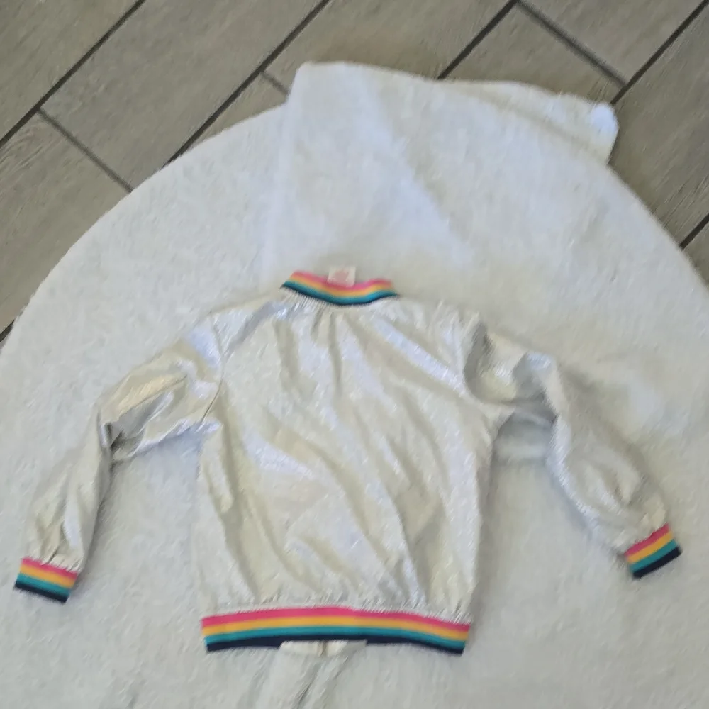 365 Kids Silver Bomber Jacket –‎ Size 7 Perfect for PRIDE, dress-up, or Watever